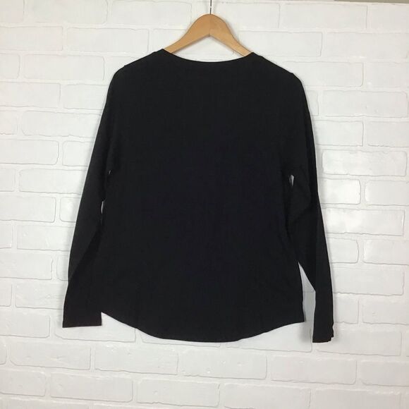 2/40$ Old Navy black tee long sleeves t-shirt v neck soft jersey basics - Picture 3 of 7